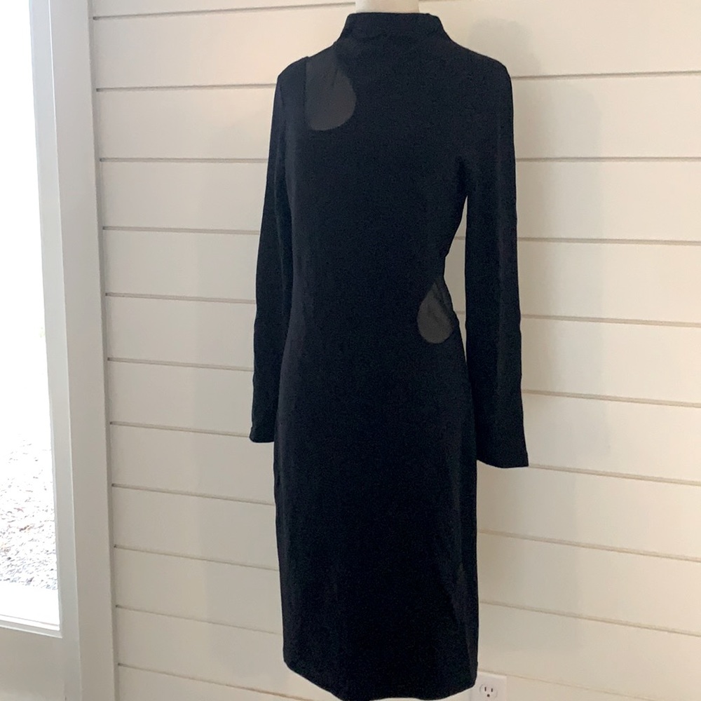 Jean Paul Black Long Sleeve Dress w/ Mesh Cutouts